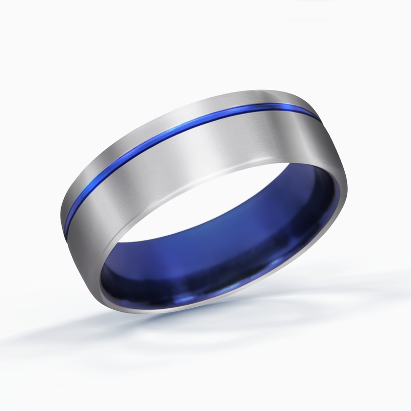 Polished Basic Wedding Band Ring Stylish Thin Blue Line Stainless Steel  Silver | eBay